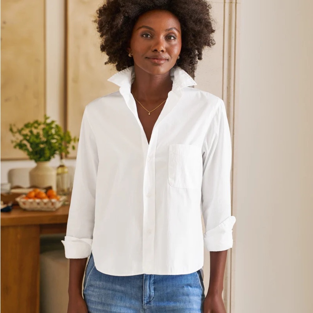 Frank & Eileen White Collared Button-Front Shirt - image 6
